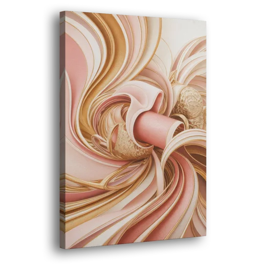 Elegance in Motion Pink and Gold Abstract - Canvas Wall Art - Side