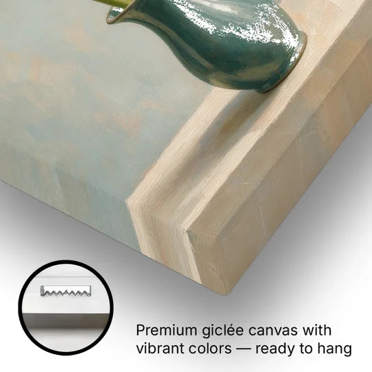 Elegant Calla Lilies in a Teal Vase for the Bathroom - Canvas Wall Art - Gallery Wrap Corner
