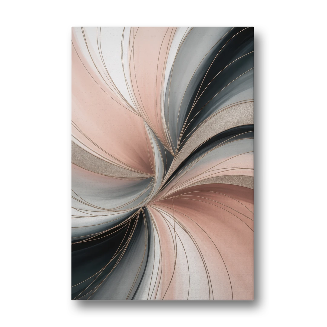 Elegant Curves Pink and Grey Abstract - Canvas Wall Art - Front
