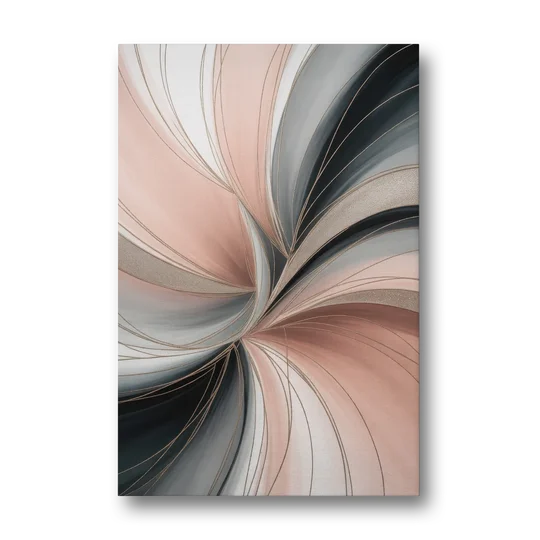 Elegant Curves Pink and Grey Abstract - Canvas Wall Art - Front