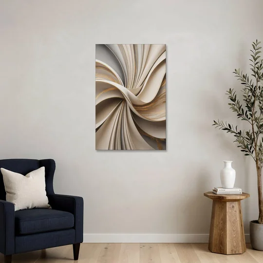 Elegant Flow Beige Abstract - Canvas Wall Art - Sofa - 24x36
