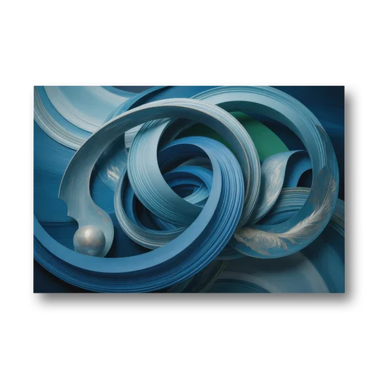 Elegant Fluidity in Blue Abstract - Canvas Wall Art - Front