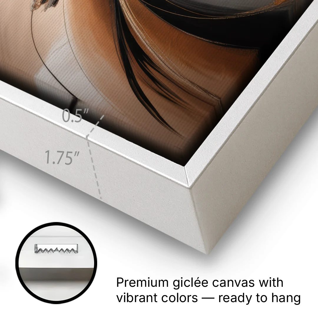 Elegant Fluidity in Brown Abstract - White Framed Canvas Wall Art - Gallery Wrap Corner