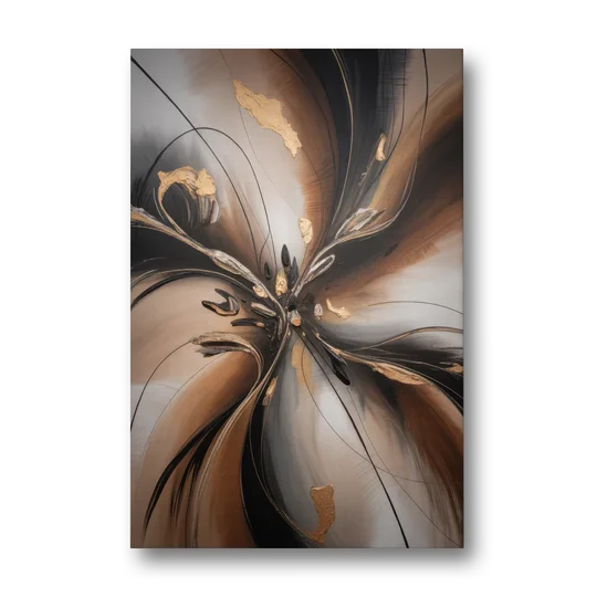 Elegant Fluidity in Brown Abstract - Canvas Wall Art - Front