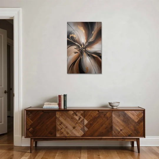 Elegant Fluidity in Brown Abstract - Canvas Wall Art - Coffee Table - 24x36