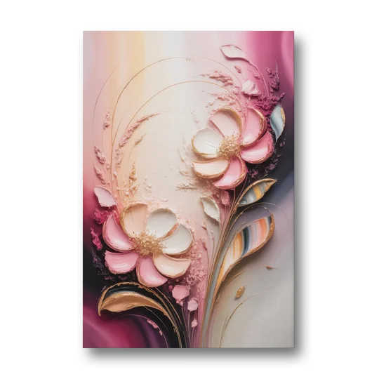 Elegant Fuchsia Blossoms Pink Abstract - Canvas Wall Art - Front