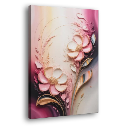 Elegant Fuchsia Blossoms Pink Abstract - Canvas Wall Art - Side