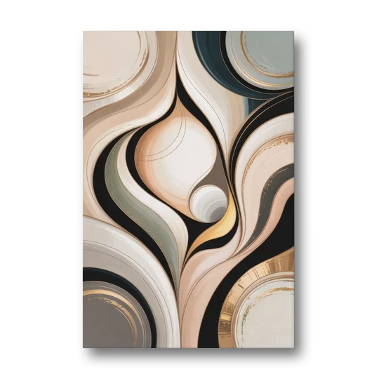Elegant Geometric Beige Abstract - Canvas Wall Art - Front