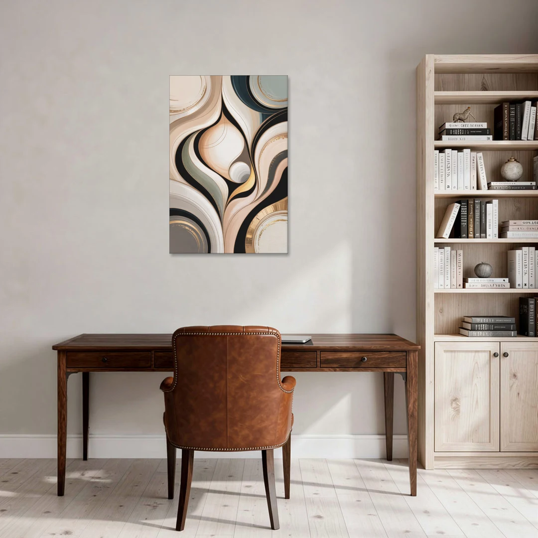 Elegant Geometric Beige Abstract - Canvas Wall Art - Office - 24x36