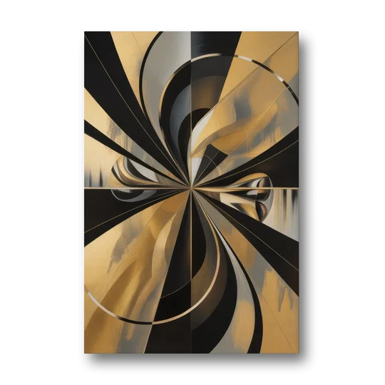 Elegant Geometric Black and Gold Abstract - Canvas Wall Art - Front