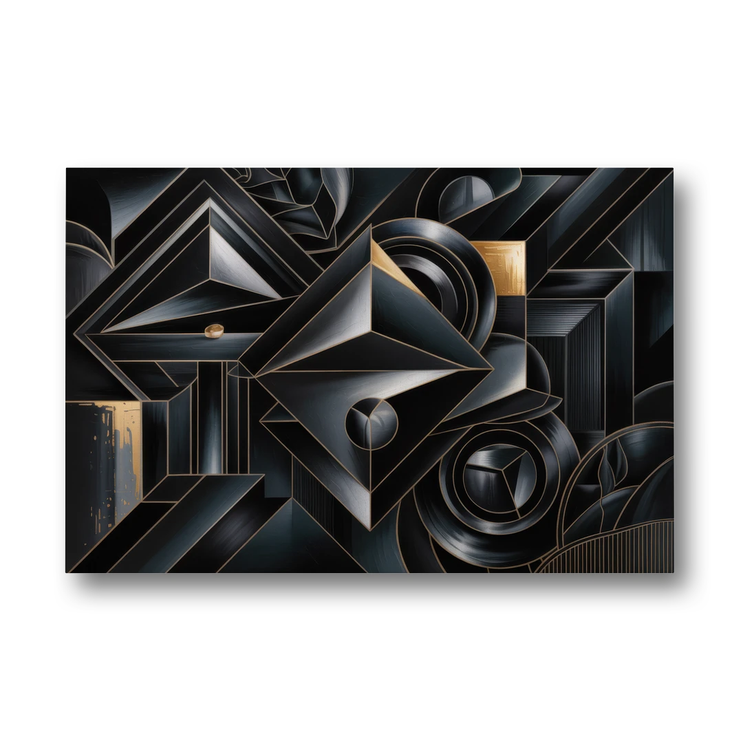 Elegant Geometric Harmony Black Abstract - Canvas Wall Art - Front