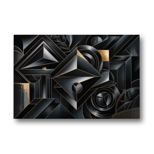 Elegant Geometric Harmony Black Abstract - Canvas Wall Art - Front
