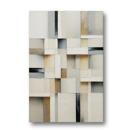 Elegant Geometric Intersections White Abstract - Canvas Wall Art - Front
