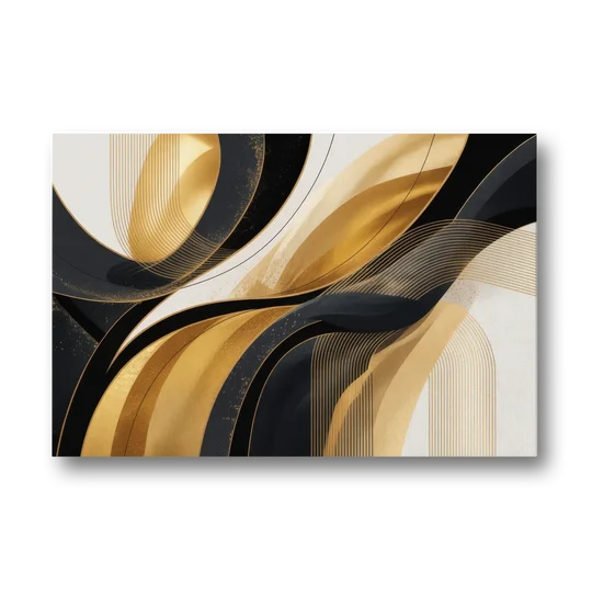 Elegant Geometry Black and Gold Abstract - Canvas Wall Art - Front