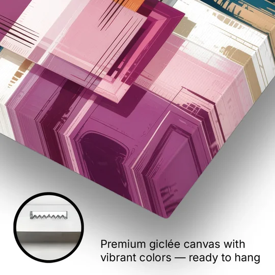 Elegant Geometry in Pink Abstract - Canvas Wall Art - Gallery Wrap Corner