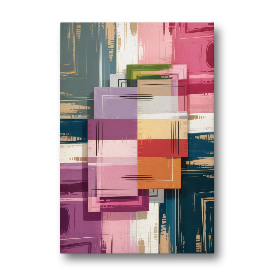 Elegant Geometry in Pink Abstract - Canvas Wall Art - Front