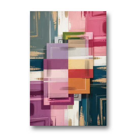 Elegant Geometry in Pink Abstract - Canvas Wall Art - Front