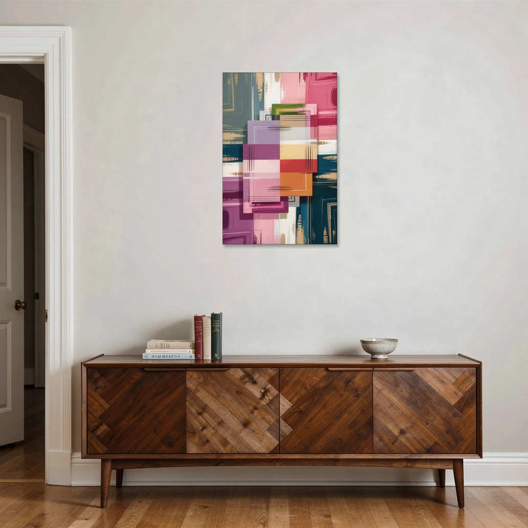 Elegant Geometry in Pink Abstract - Canvas Wall Art - Coffee Table - 24x36