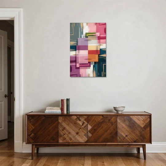 Elegant Geometry in Pink Abstract - Canvas Wall Art - Coffee Table - 24x36