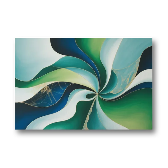 Elegant Harmony Blue and Green Abstract - Canvas Wall Art - Front