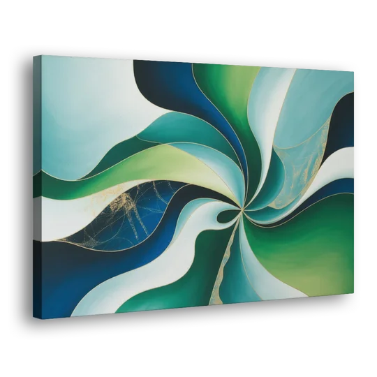 Elegant Harmony Blue and Green Abstract - Canvas Wall Art - Side