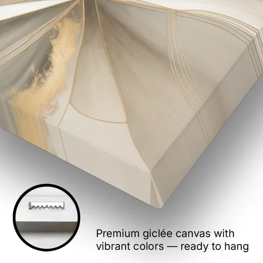 Elegant Interplay Beige Abstract - Canvas Wall Art - Gallery Wrap Corner