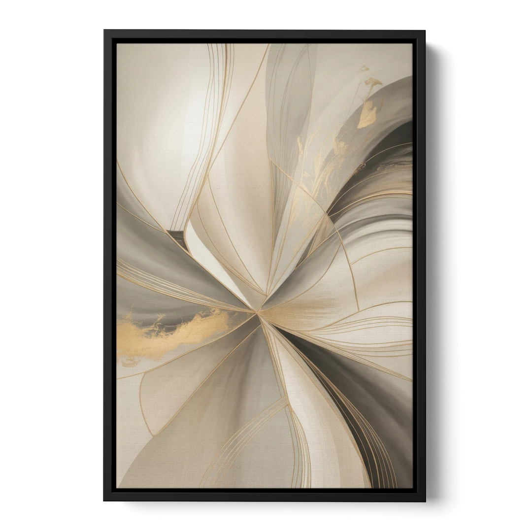 Elegant Interplay Beige Abstract - Black Framed Canvas Wall Art - Front