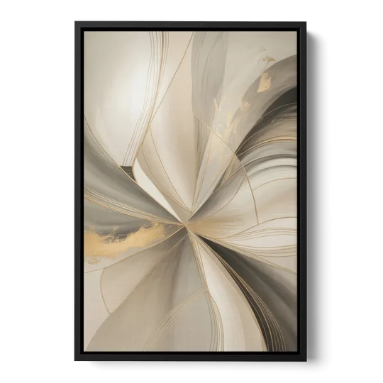 Elegant Interplay Beige Abstract - Black Framed Canvas Wall Art - Front
