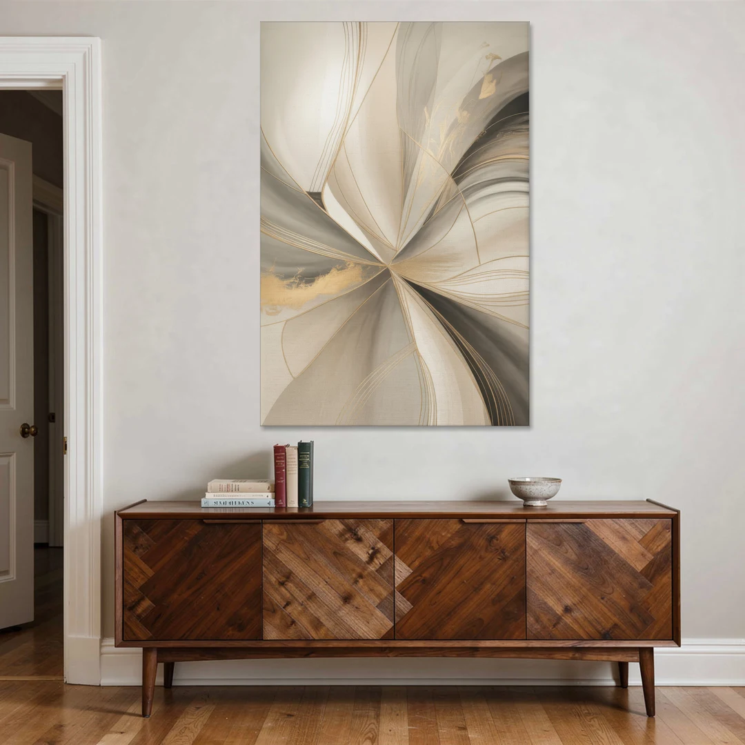 Elegant Interplay Beige Abstract - Canvas Wall Art - Coffee Table - 40x60