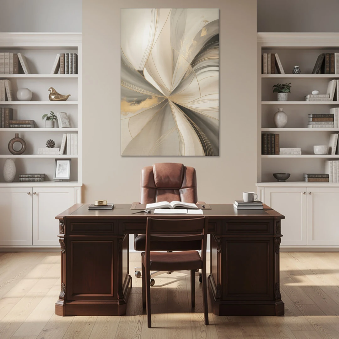 Elegant Interplay Beige Abstract - Canvas Wall Art - Office - 40x60
