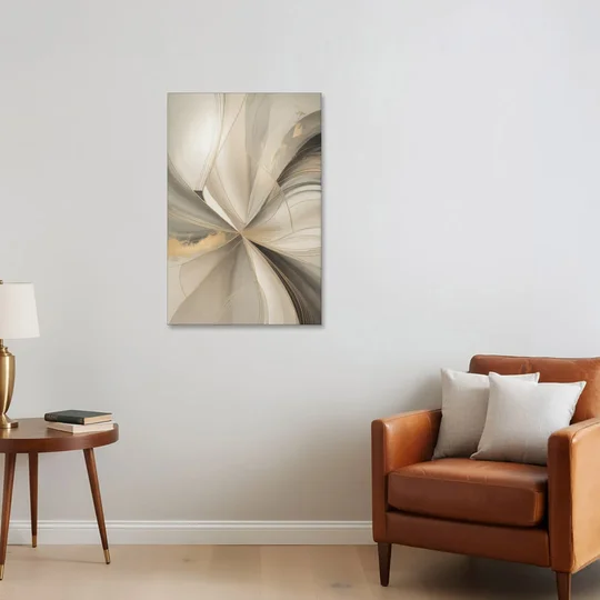 Elegant Interplay Beige Abstract - Canvas Wall Art - Sofa - 24x36