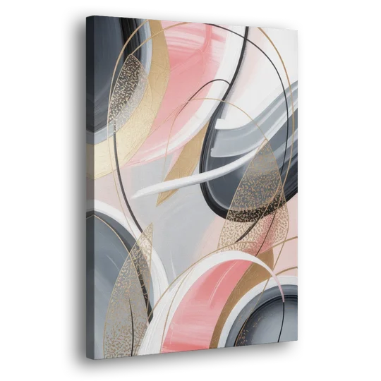 Elegant Opulence Pink and Grey Abstract - Canvas Wall Art - Side
