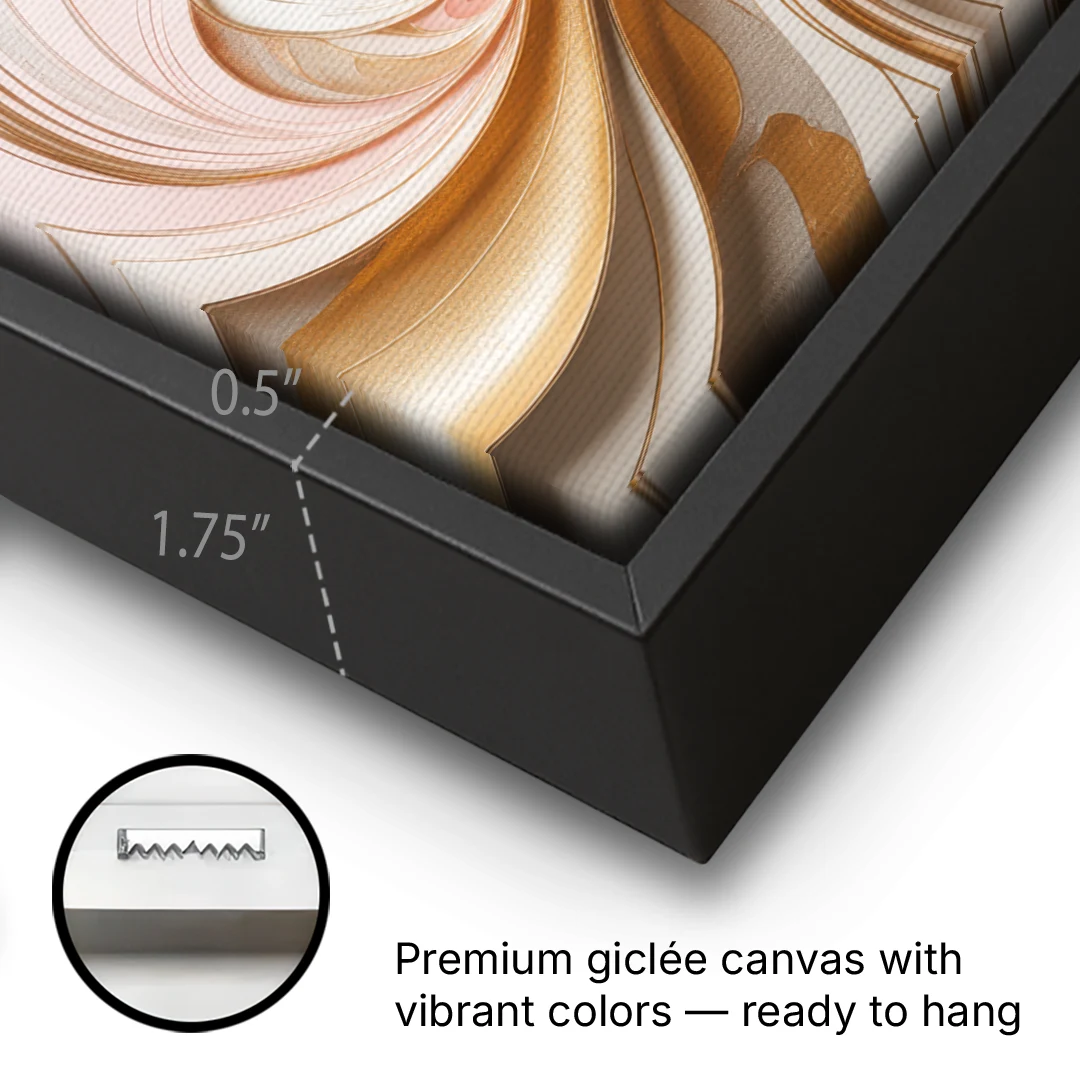 Elegant Radiance Pink and Gold Abstract - Black Framed Canvas Wall Art - Gallery Wrap Corner