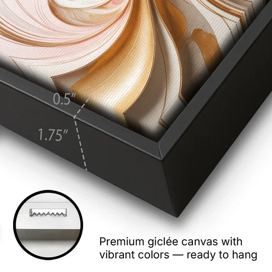 Elegant Radiance Pink and Gold Abstract - Black Framed Canvas Wall Art - Gallery Wrap Corner