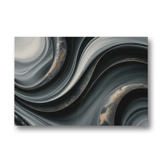 Elegant Ripples Black and Grey Abstract - Canvas Wall Art - Front