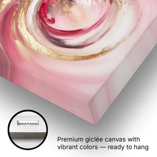 Elegant Swirl Pink and Gold Abstract - Canvas Wall Art - Gallery Wrap Corner