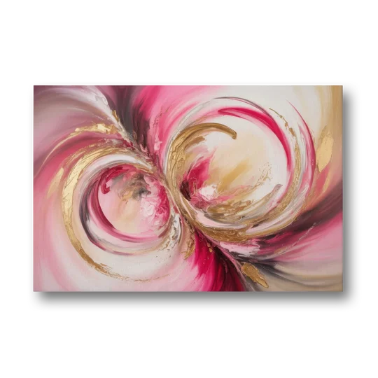Elegant Swirl Pink and Gold Abstract - Canvas Wall Art - Front
