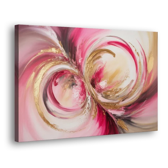 Elegant Swirl Pink and Gold Abstract - Canvas Wall Art - Side