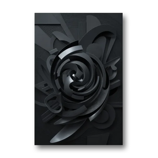 Elegant Vortex Swirl Black Abstract - Canvas Wall Art - Front