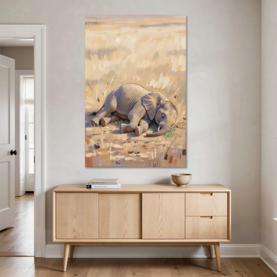 Elephant Calf Asleep on Its Side - Canvas Wall Art - Coffee Table - 40x60
