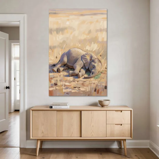 Elephant Calf Asleep on Its Side - Canvas Wall Art - Coffee Table - 40x60