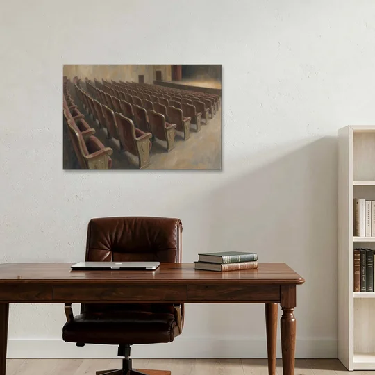 Empty Red Velvet Theater Seats in Soft Haze - Canvas Wall Art - Office - 36x24