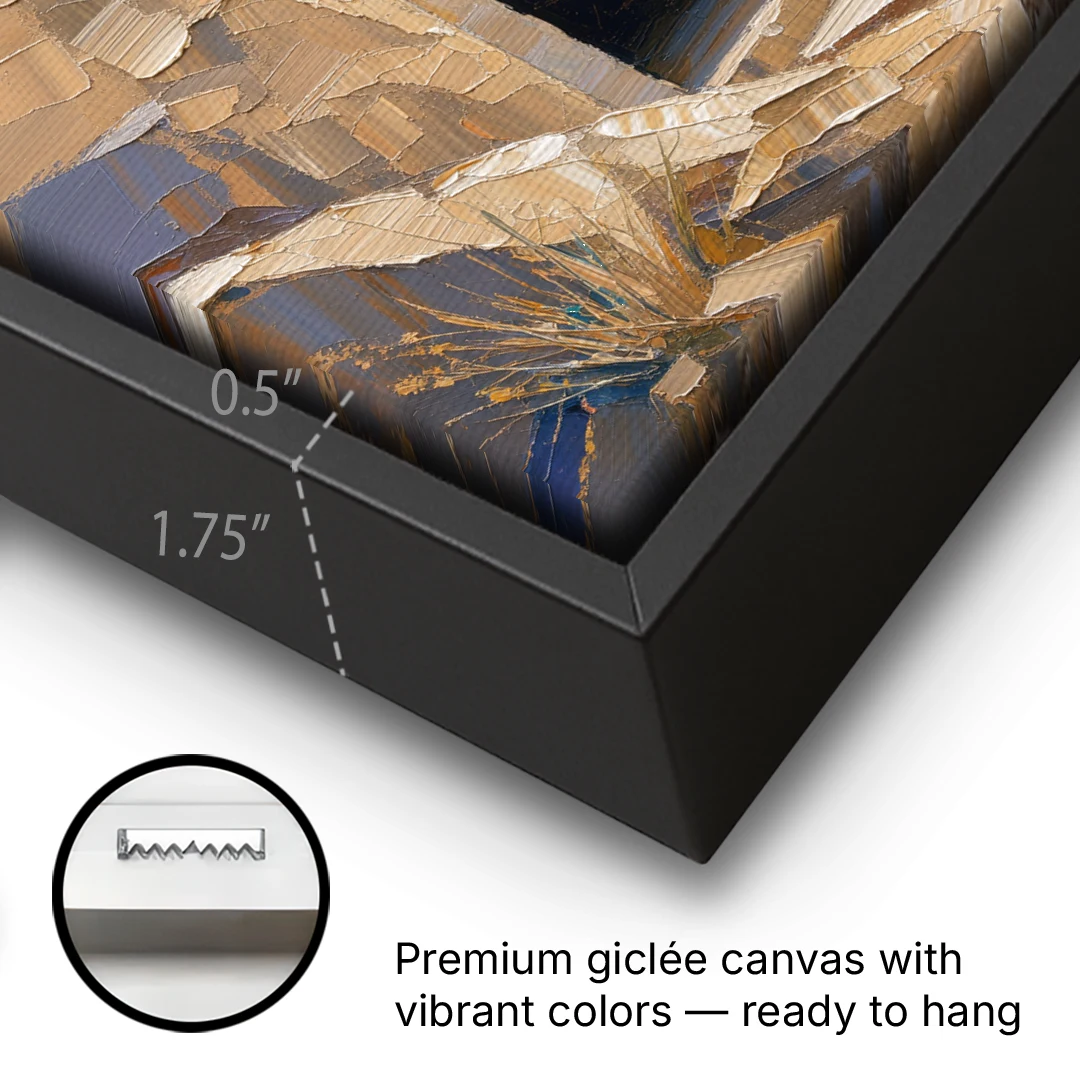 Empty Tomb Painting with Stone Rolled Away - Black Framed Canvas Wall Art - Gallery Wrap Corner