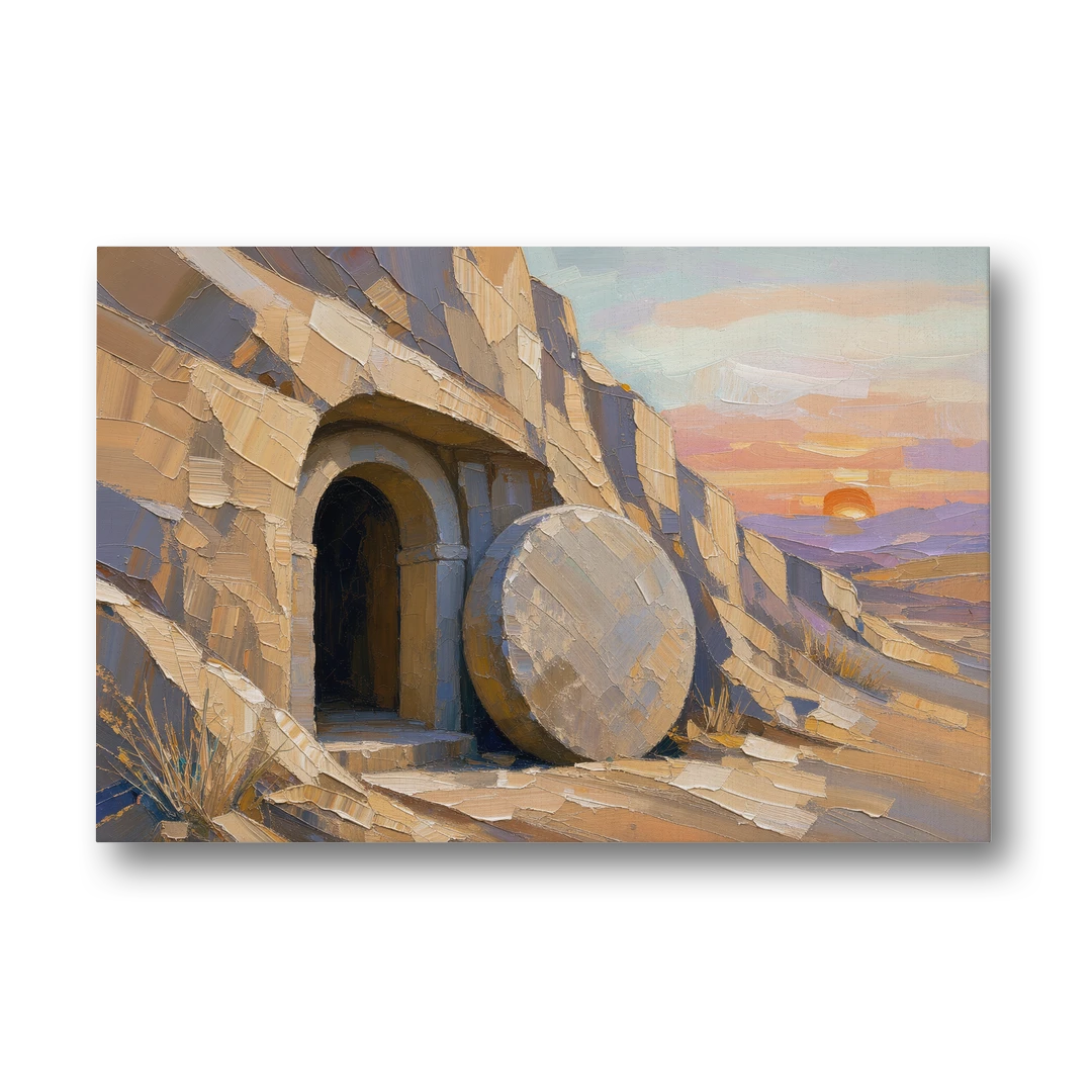 Empty Tomb Painting with Stone Rolled Away - Canvas Wall Art - Front