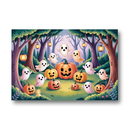 Enchanted Forest Cute Halloween - Canvas Wall Art - Front