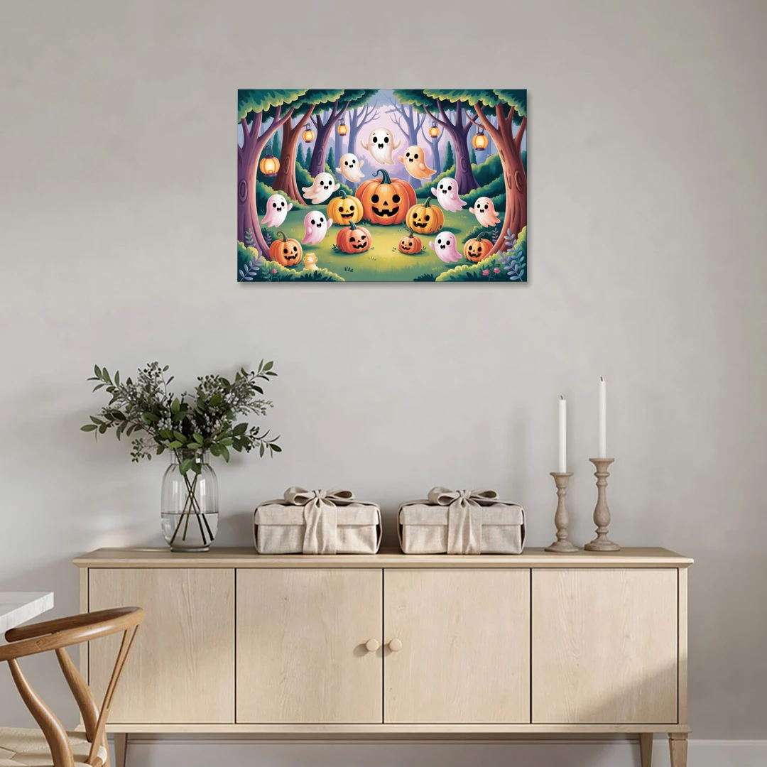 Enchanted Forest Cute Halloween - Canvas Wall Art - Coffee Table - 36x24
