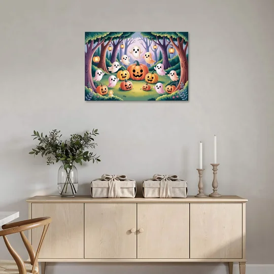 Enchanted Forest Cute Halloween - Canvas Wall Art - Coffee Table - 36x24