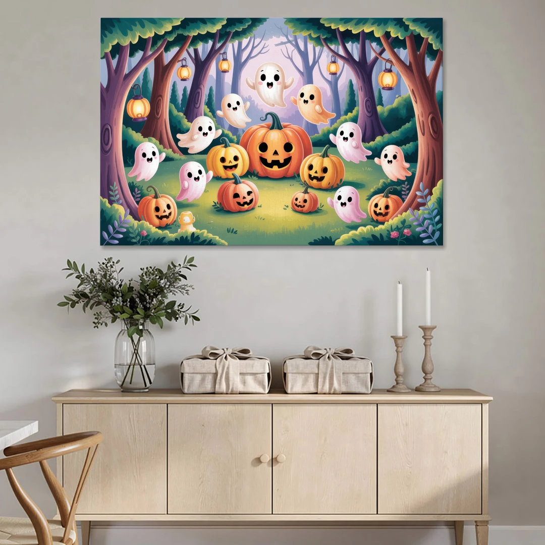 Enchanted Forest Cute Halloween - Canvas Wall Art - Coffee Table - 60x40