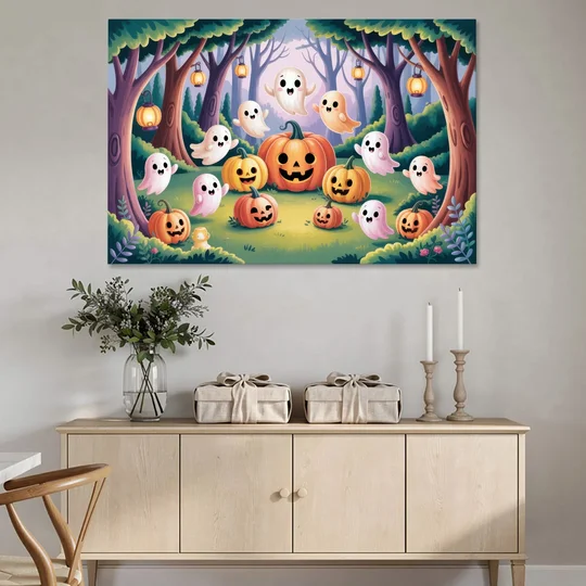 Enchanted Forest Cute Halloween - Canvas Wall Art - Coffee Table - 60x40