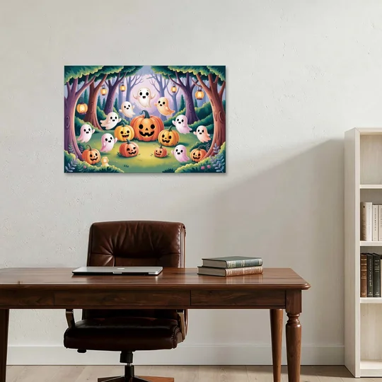 Enchanted Forest Cute Halloween - Canvas Wall Art - Office - 36x24